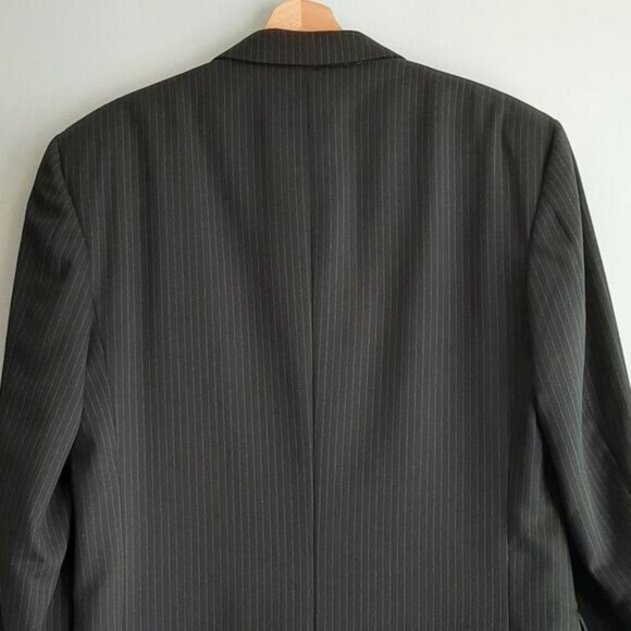 CALVIN KLEIN Italy Wool Blend Blazer Jacket Pin-Stripe Black Men's Sz 40 S - Picture 8 of 14